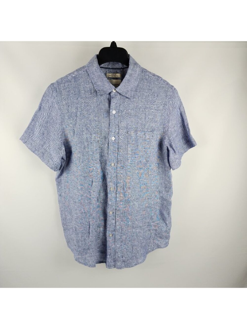 Thom Aaron Shirt Mens Medium Blue 100% Linen S/S Button Up NWT